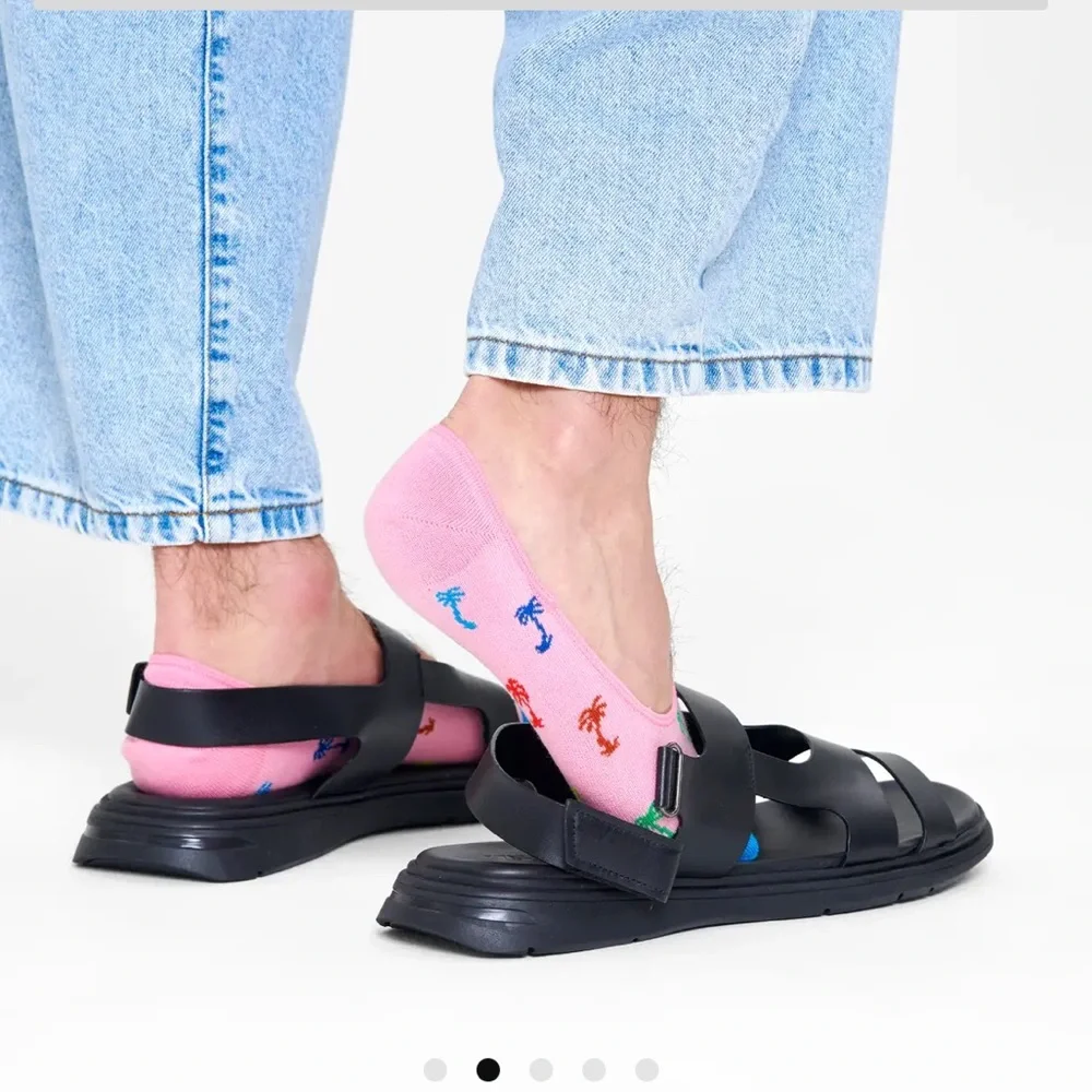 NWT Happy Socks Pink Palm Liner Socks
